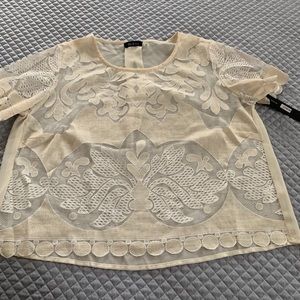 Lace blouse, short sleeved